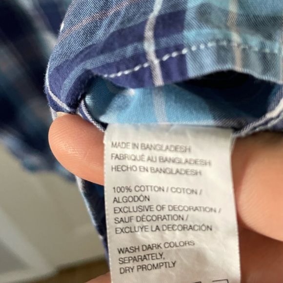 IZOD Saltwater 5X Relaxed Classic Blue Plaid Short Sleeve Button Up Shirt - Picture 15 of 15